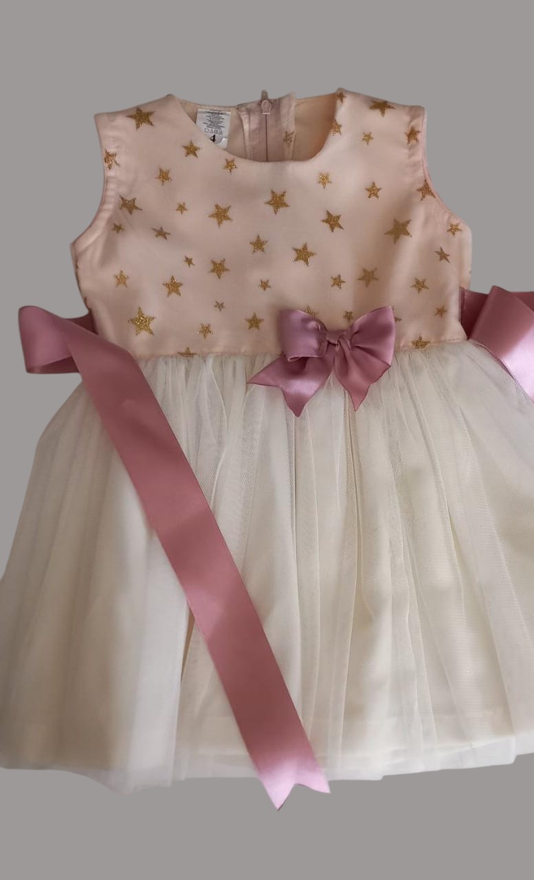 HERMOSO VESTIDO CON ESTRELLAS DORADAS